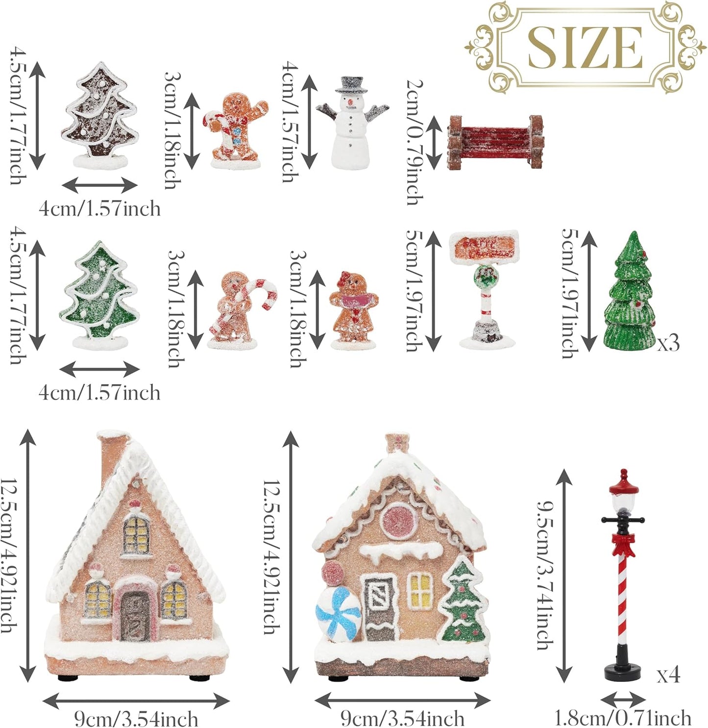 Valery Madelyn Christmas Village Set - Battery Operated Gingerbread House Decorations | 17-Piece Holiday Collection