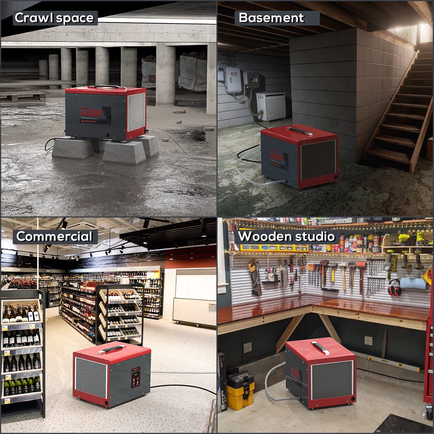 Abestorm Crawl Space Dehumidifiers with Pump and Hose, 70 PPD Compact Portable Commercial Dehumidifier Up to 1,000 sq. ft. Auto Defrost, Memory Starting Crawlspace dehumidifiers