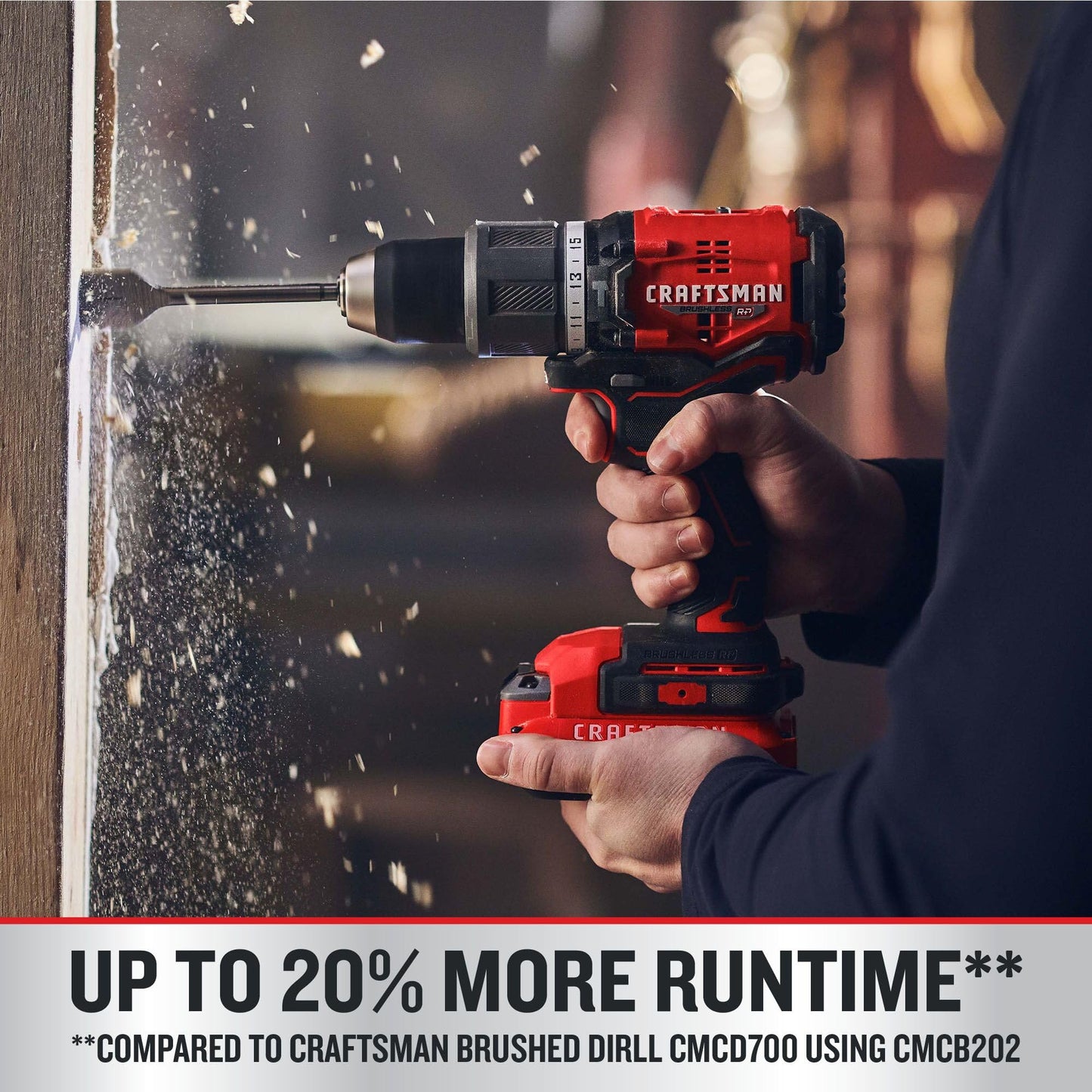 CRAFTSMAN V20 Cordless Hammer Drill Kit, 1/2 inch, 2 Batteries and Charger Included (CMCD732D2), Black
