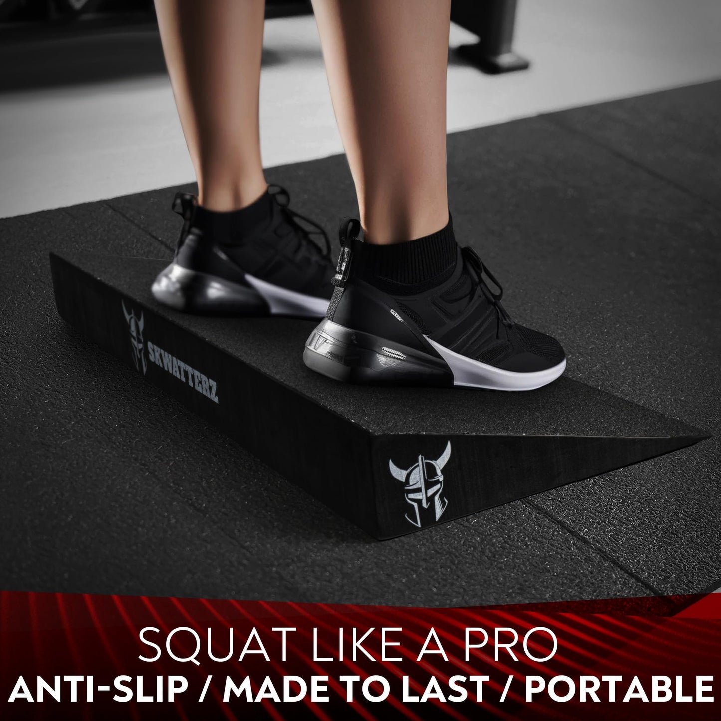SKWATTERZ Slant Board Squat Wedge Boards For Exercise - ATG Workout Wedge With Anti Slip Sandgrip Layer Already Mounted - Calf Raise Block & Bulgarian Split Stand Squats wedges Incline - Heel Elevated Blocks