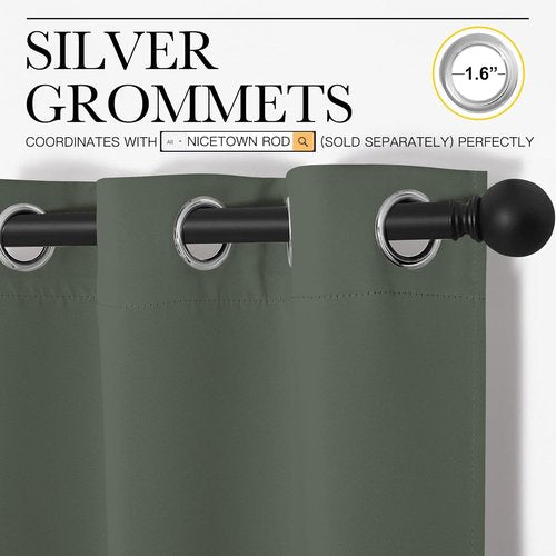 NICETOWN Blackout Curtain Panels - Thermal Insulated Grommet Drapes for Dining Room | Dark Mallard, 42x68-Inch (1 Pair)