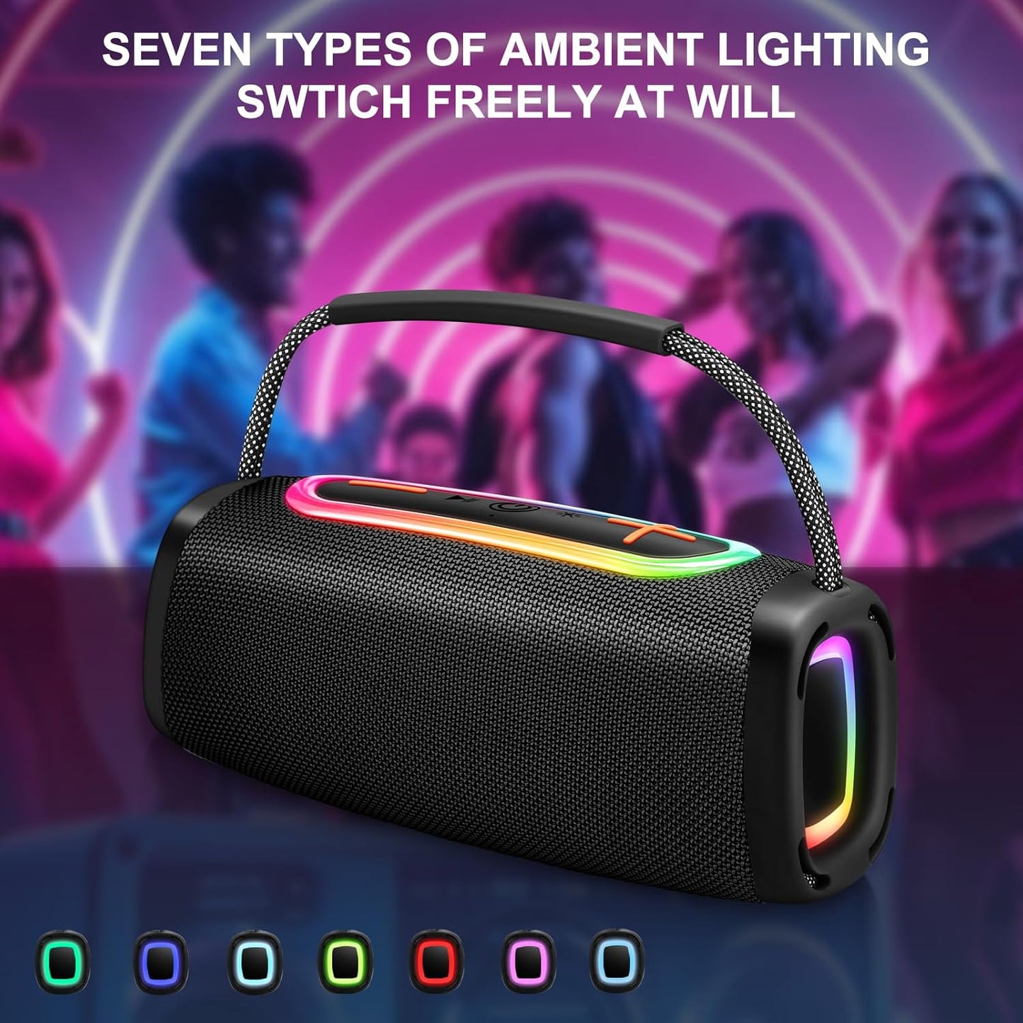 Matast 6000mAh, 36H BT5.4 IP6 24W Bluetooth Speaker Playtime Portable Wireless Speaker with Loud Stereo Sound