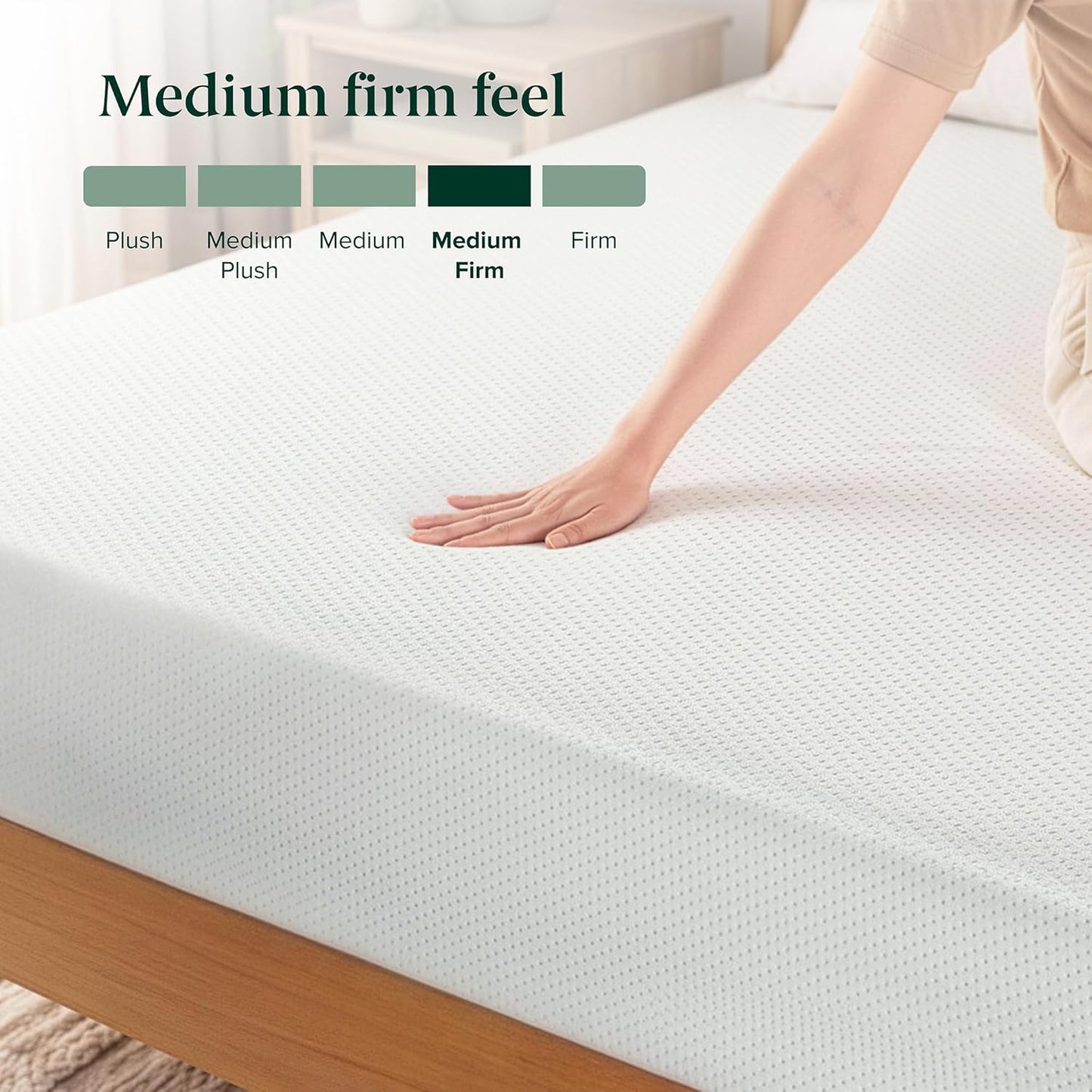 Zinus 10 Inch King Green Tea Memory Foam Mattress - Medium Firm Feel, Zoned Pressure Relief, Safe & Fiberglass Free