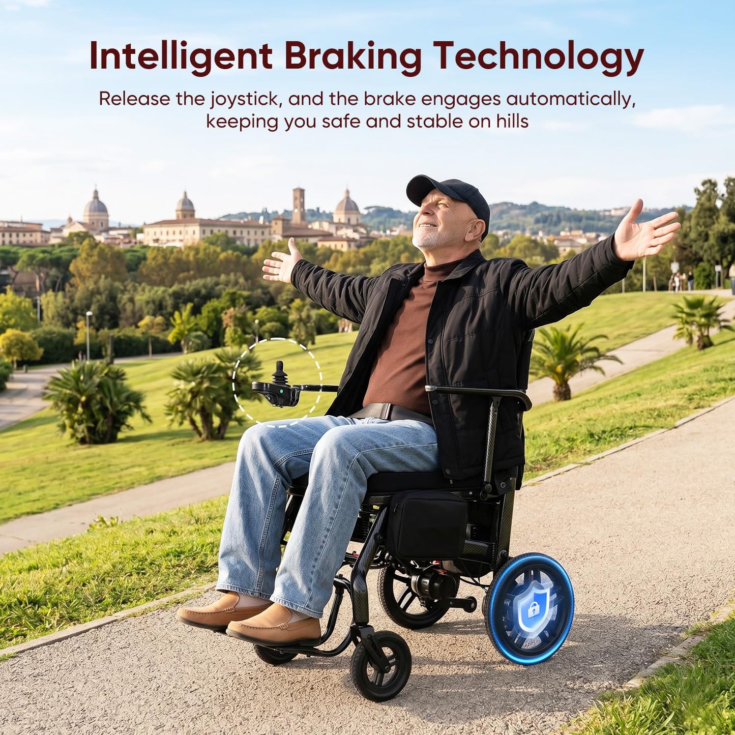 26 lbs Carbon Fiber Electric Wheelchair for Adults, Foldable Powered Wheelchair with Dual Battery & Motor, 22 Miles Range, 300 lbs Capacity, Airline Approved