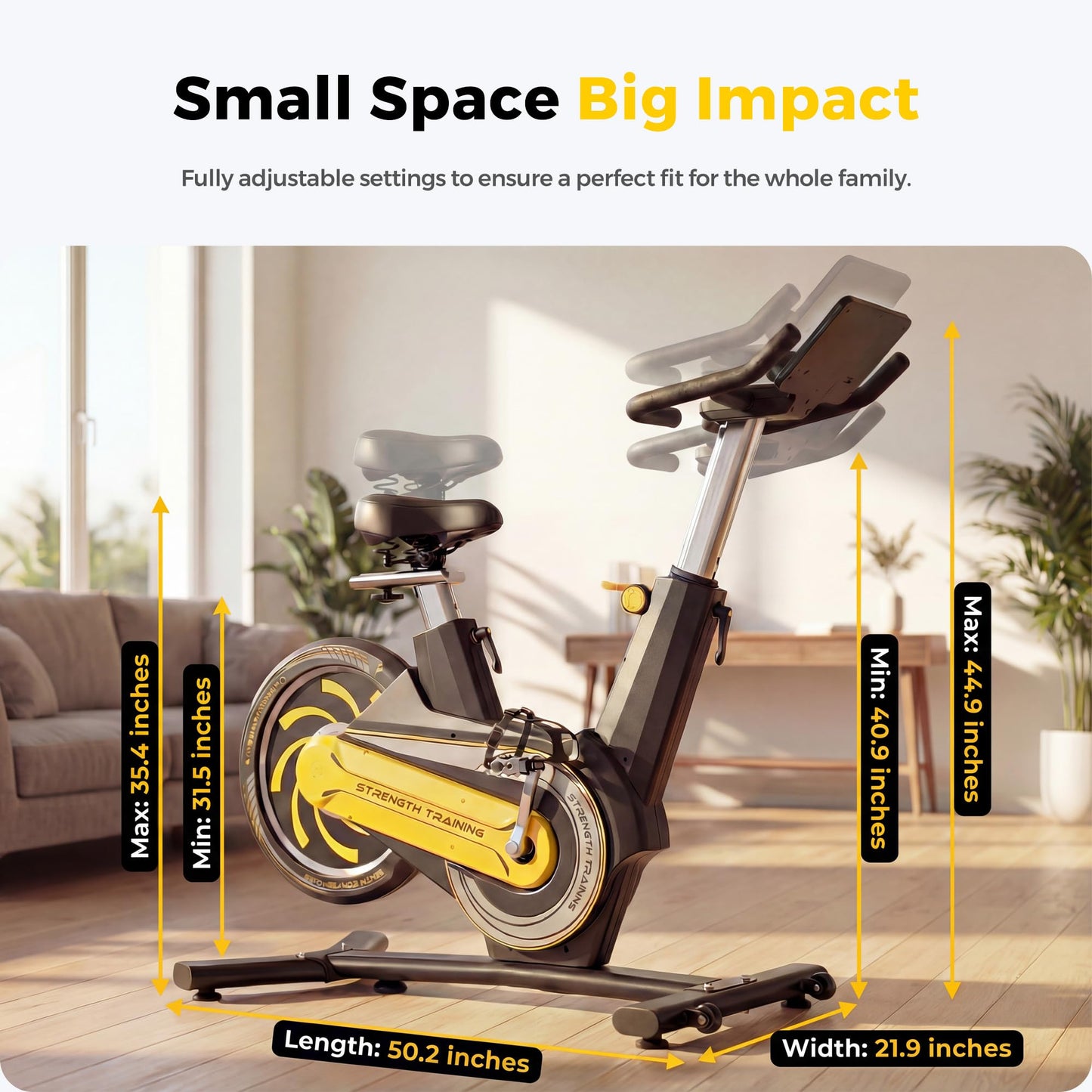 ZAZARI Compact Magnetic Exercise Bike, Space-Saving Rear Flywheel Stationary Bike for Home, 7-Level Lever Resistance, 330 lbs Capacity, Whisper Quiet Indoor Cycling Bike, Black