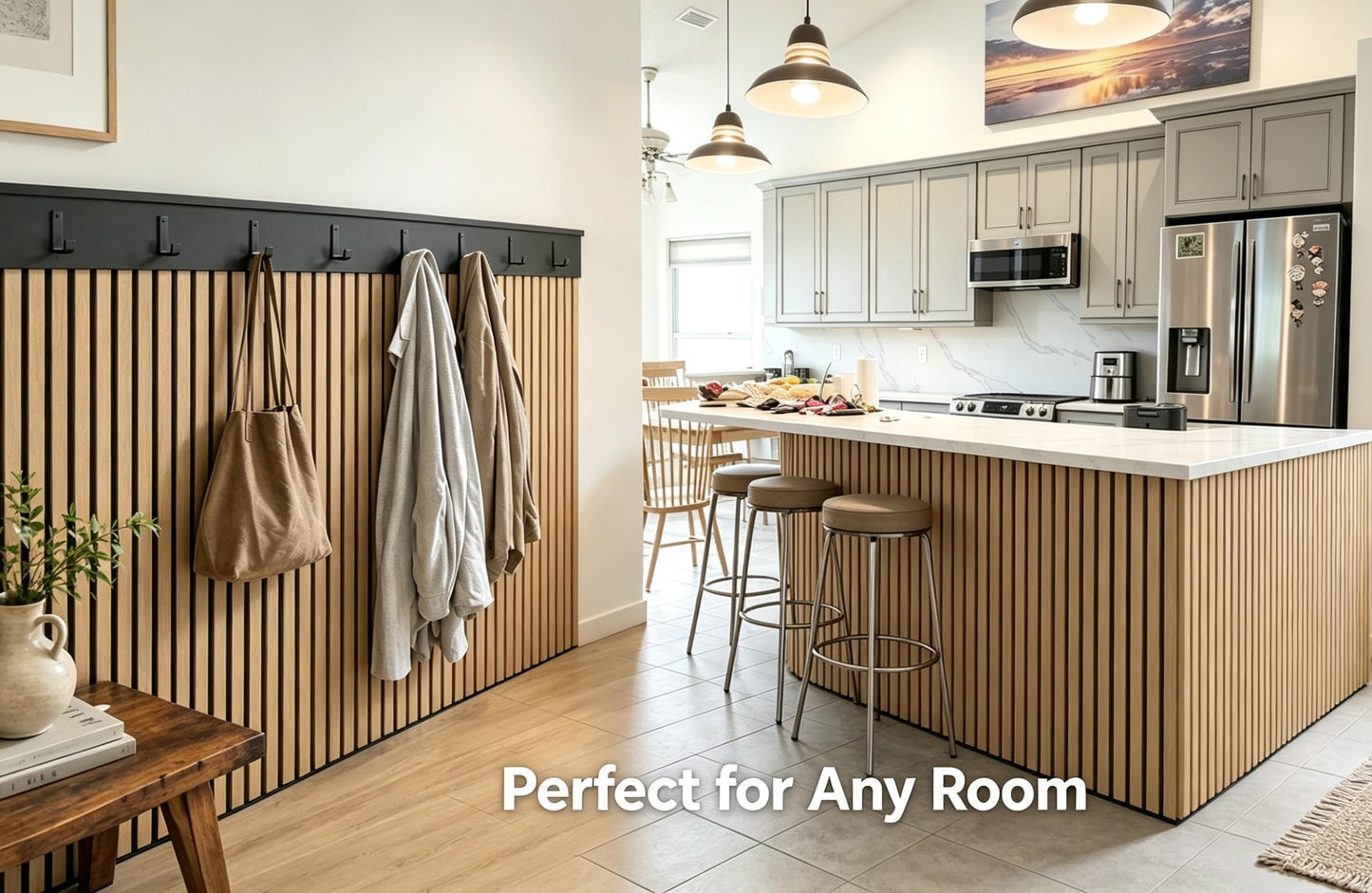 Wood Slat Wall Panels - 4 Pack 47.2" × 23.6" - Acoustic Sound Proof Panels Noise Reduction for Home Office Studio, 3D Fluted Sound Dampening Absorbing Panels, Oak