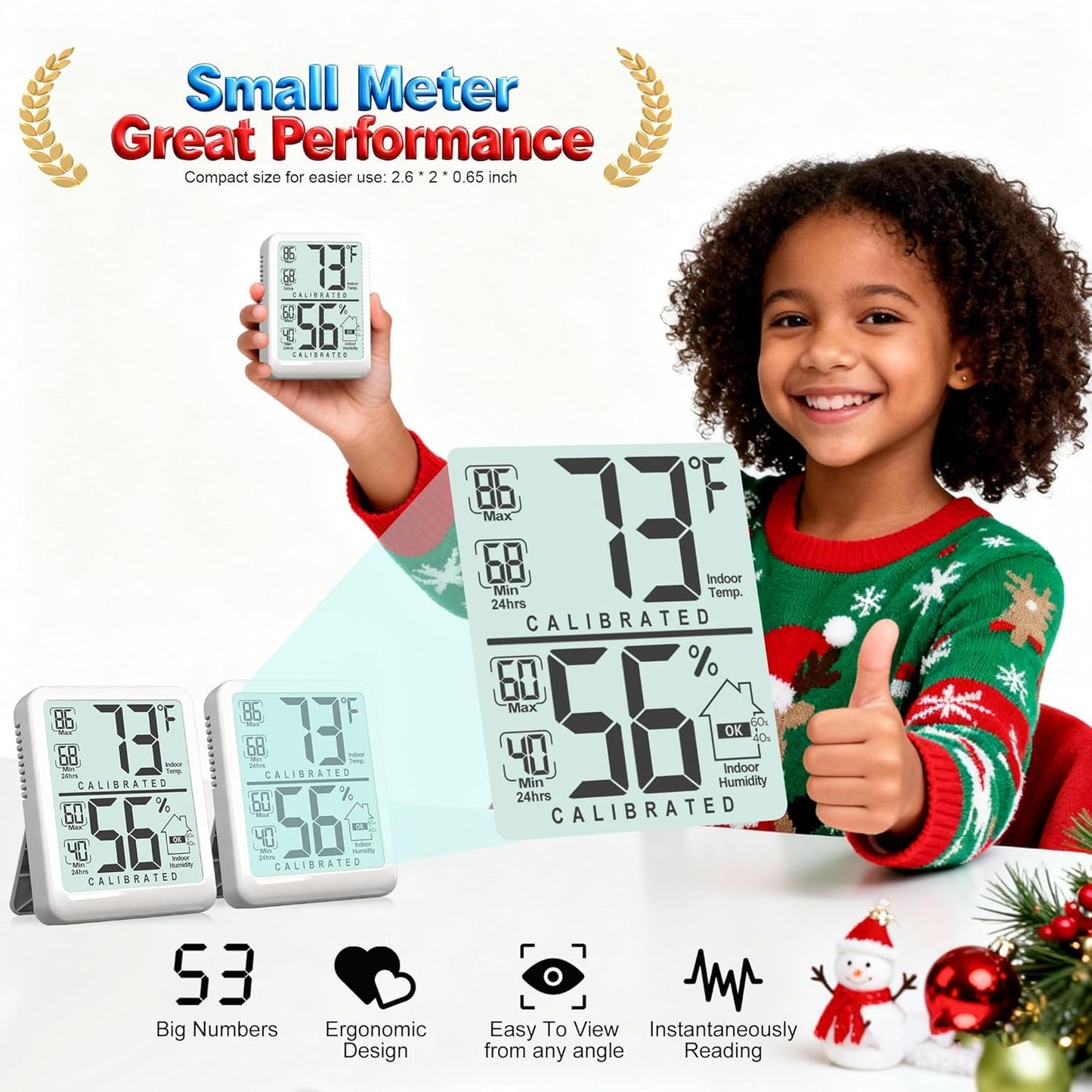 Antonki Digital Room Thermometer - Indoor Temperature & Humidity Gauge with Max/Min Records | Battery Included