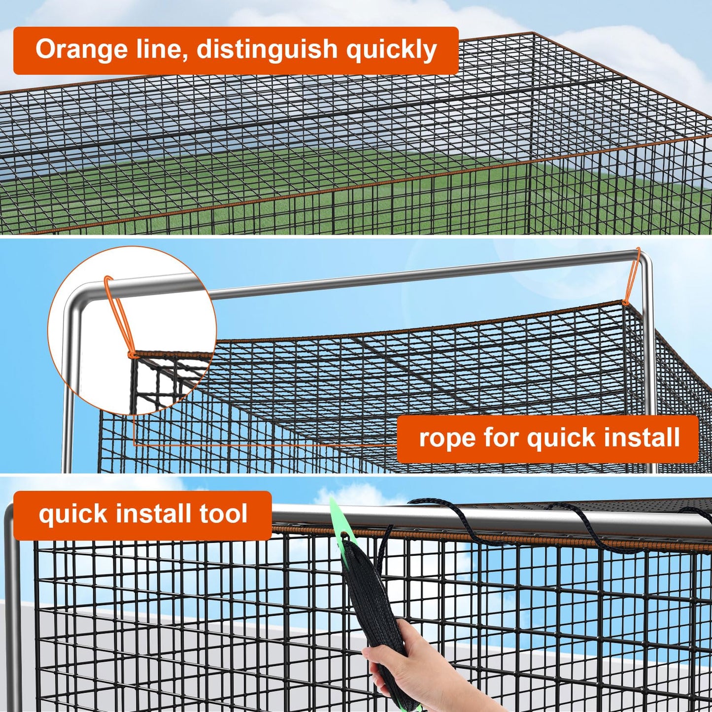 Batting Cage Net, 10x10x35 ft Heavy Duty Enclosed Batting Net With Door, Only Net, No Poles and Frame, Professional Softball Baseball Nets for Batting and Pitching, Batting Cages for Backyard