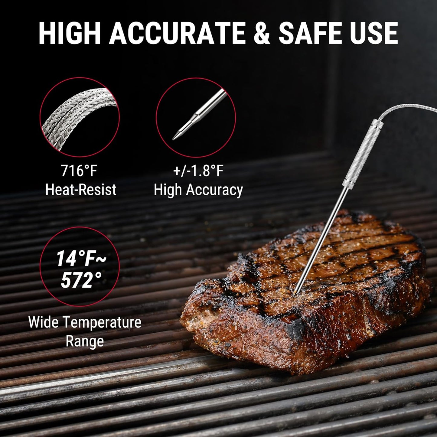 ThermoPro Wireless Meat Thermometer - 650 ft Range, Bluetooth Probes for Grilling & Smoking, Rechargeable BBQ Accessory