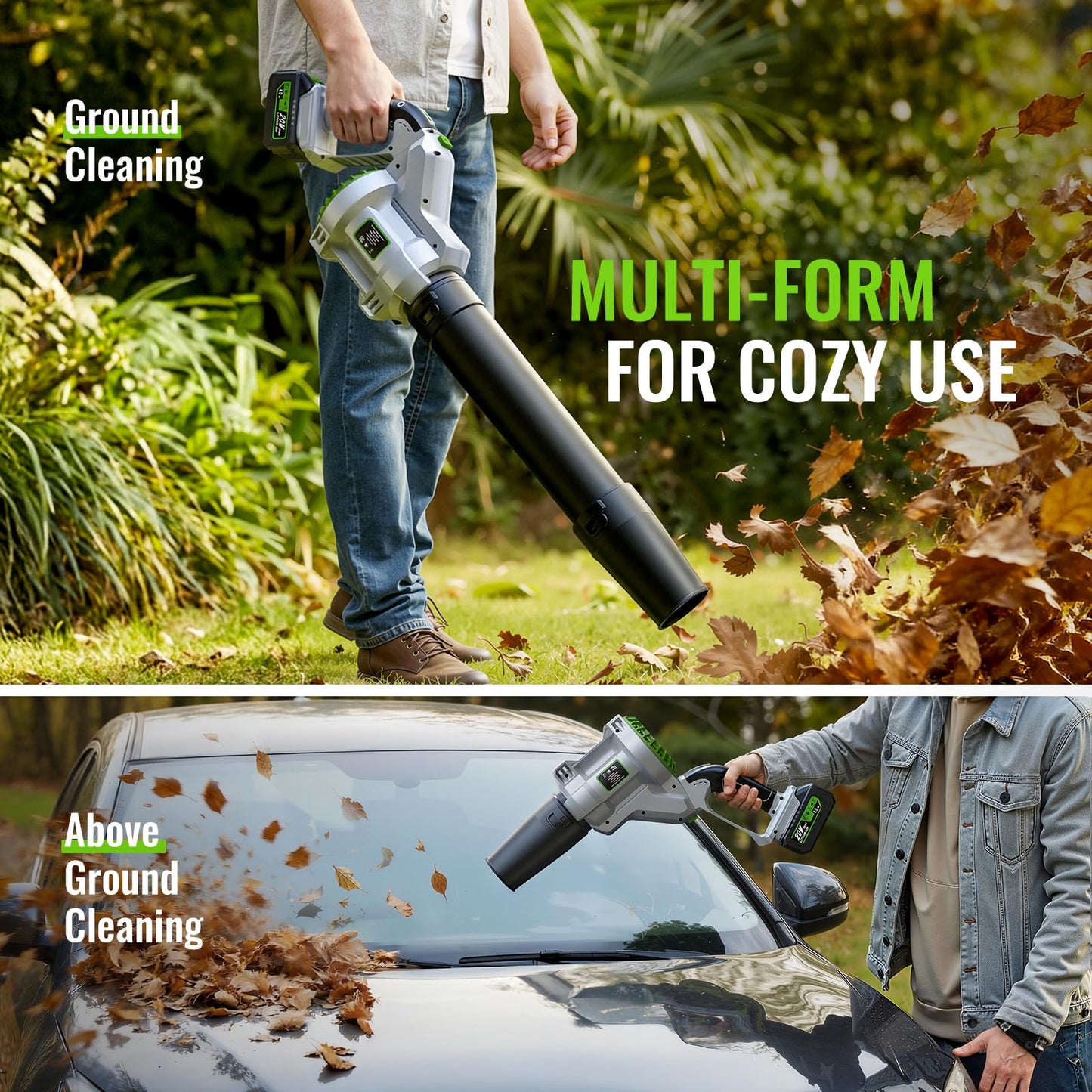 LUCKYTECH Leaf Blower Cordless, Brushless Handheld Leaf Blowers with 4.0Ah Batteries, 680CFM 180MPH with 5 Speeds, Lightweight Snow Blower Grass Blowers for Lawn Care, Patio, Yard, Garage