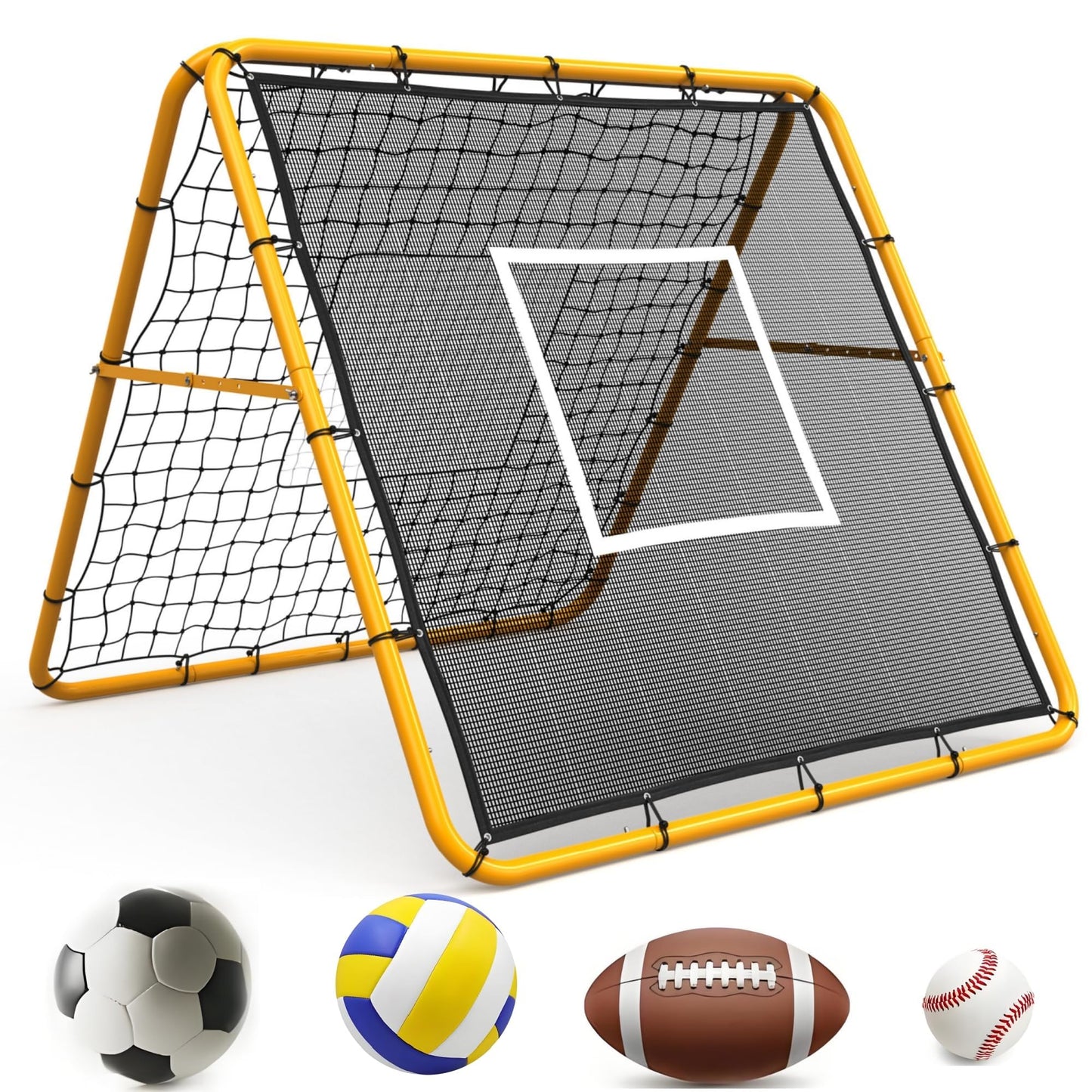 GarveeLife Adjustable Multi-Sport Rebounder Net for Soccer, Baseball, and Softball, Training Net for Passing, Throwing, and Ball Control, Portable for Backyard or Field Use