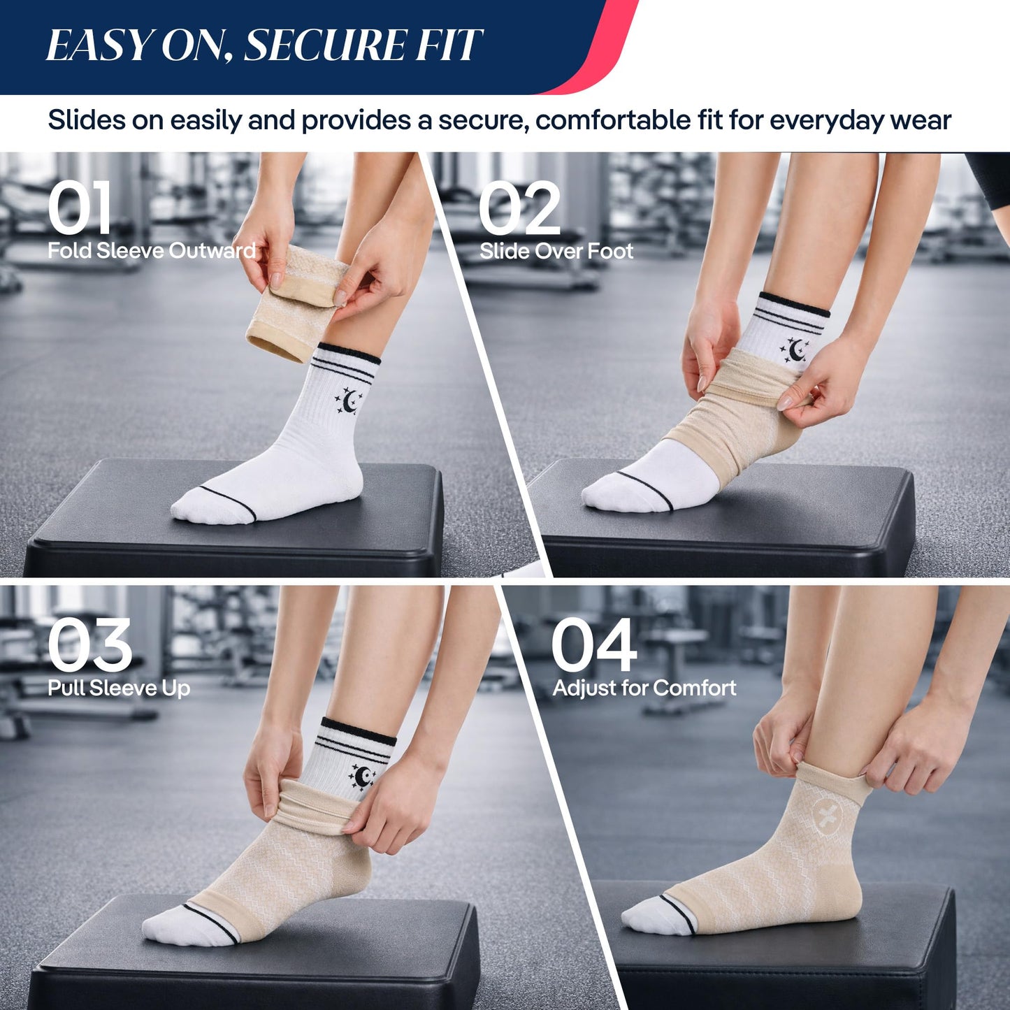 CoolMate Ankle Support Compression Socks for Women and Men, Toeless Arch Support Sleeve for Running, Walking, Workout (US, Alpha, Small, Medium, Regular, Regular, Nude)