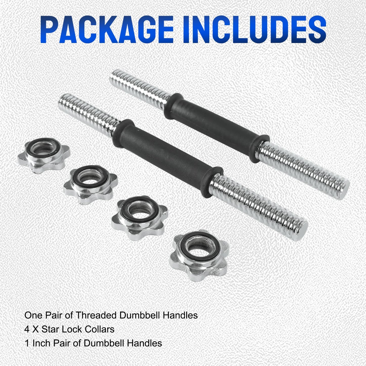 Threaded Dumbbell Rubber/Chrome Handles, Adjustable Dumbbell Bar Handles for Gym Workouts, Exercise, Weightlifting - Fit 1 inch Standard Weight Plate,Sold in Pair