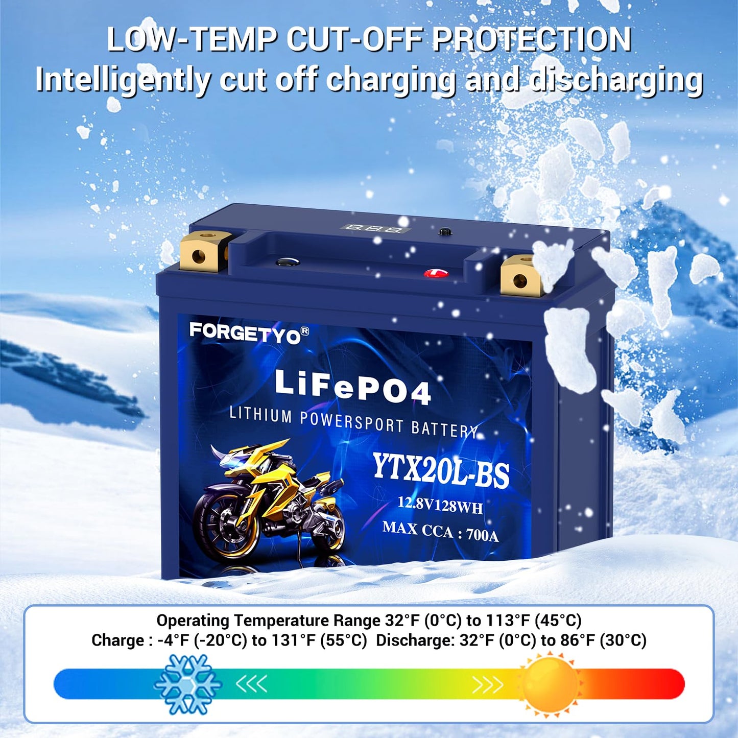 Forgetyo Lithium YTX20L-BS, 700A LiFePO4 Motorcycle Battery, 12V 10AH ATV, UTV, Jet Ski, 4 Wheeler, Snowmobile, Personal Watercraft, Seadoo, Polaris, Tractor,Generator and Riding Lawn Mower Battery