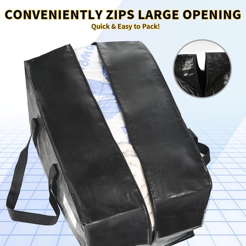 Heavy Duty Extra Large Moving Bags - 58 Gallon Jumbo Storage with Strong Zippers & Handles | 2-Pack