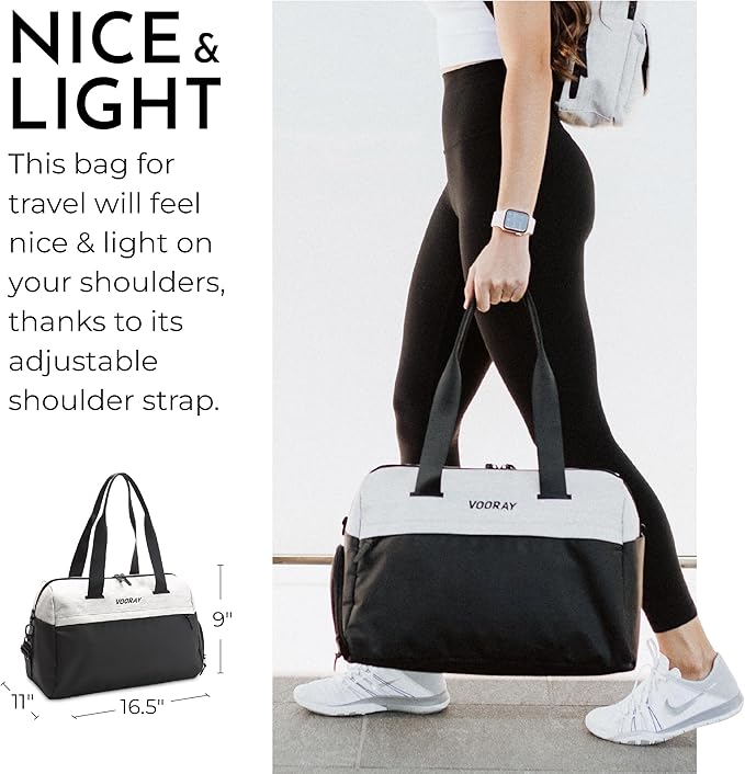 Vooray 25L Trainer Duffel Bag ??Lightweight Travel Duffel for Women and Men with Shoe Pocket, Workout Bag, Weekender for Overnight, Football, Traveling, or Hospital Use