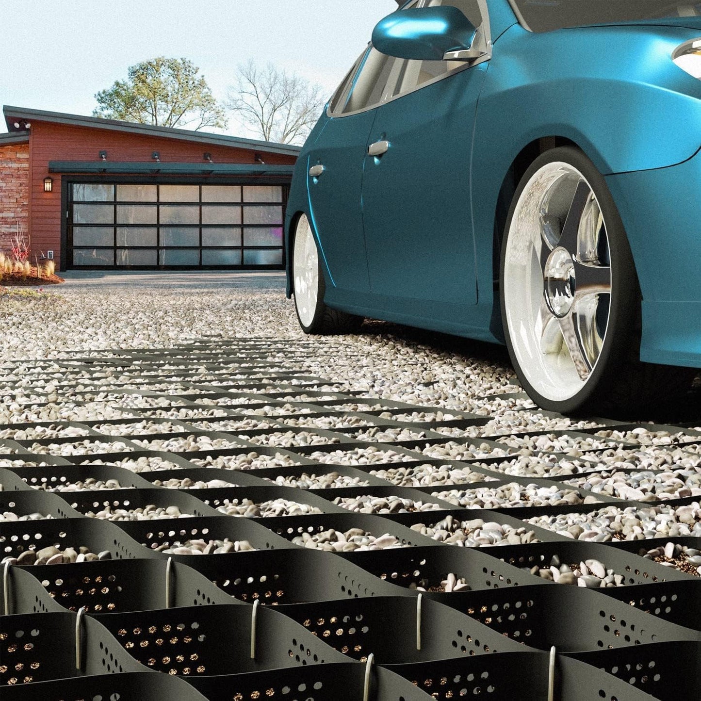 MYOYAY 4" Gravel Grid 9.8x16.4 ft Depth Geo Ground Grid 1885 lbs/sq ft Tensile Strength Geo Cell, Expandable Geogrid Stabilization System for Parking Lots, Slope Driveway, Garden, DIY