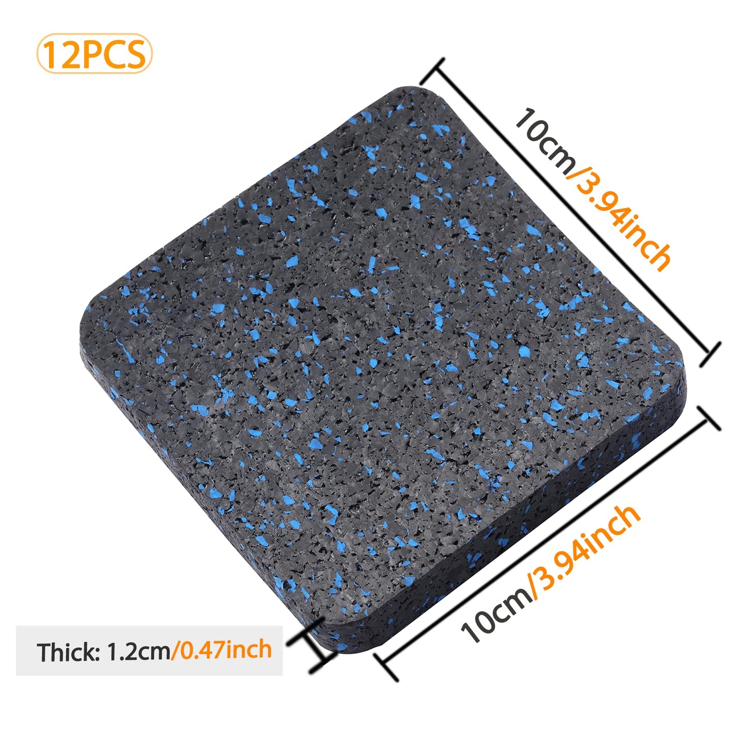 BestXD Treadmill Mat Pads - 12 PCS Bulk Pack High Density Rubber Squares for Multiple Exercise Equipment - Anti-Vibration Noise Dampening Pads for Rower, Stationary Bike, Weight Bench