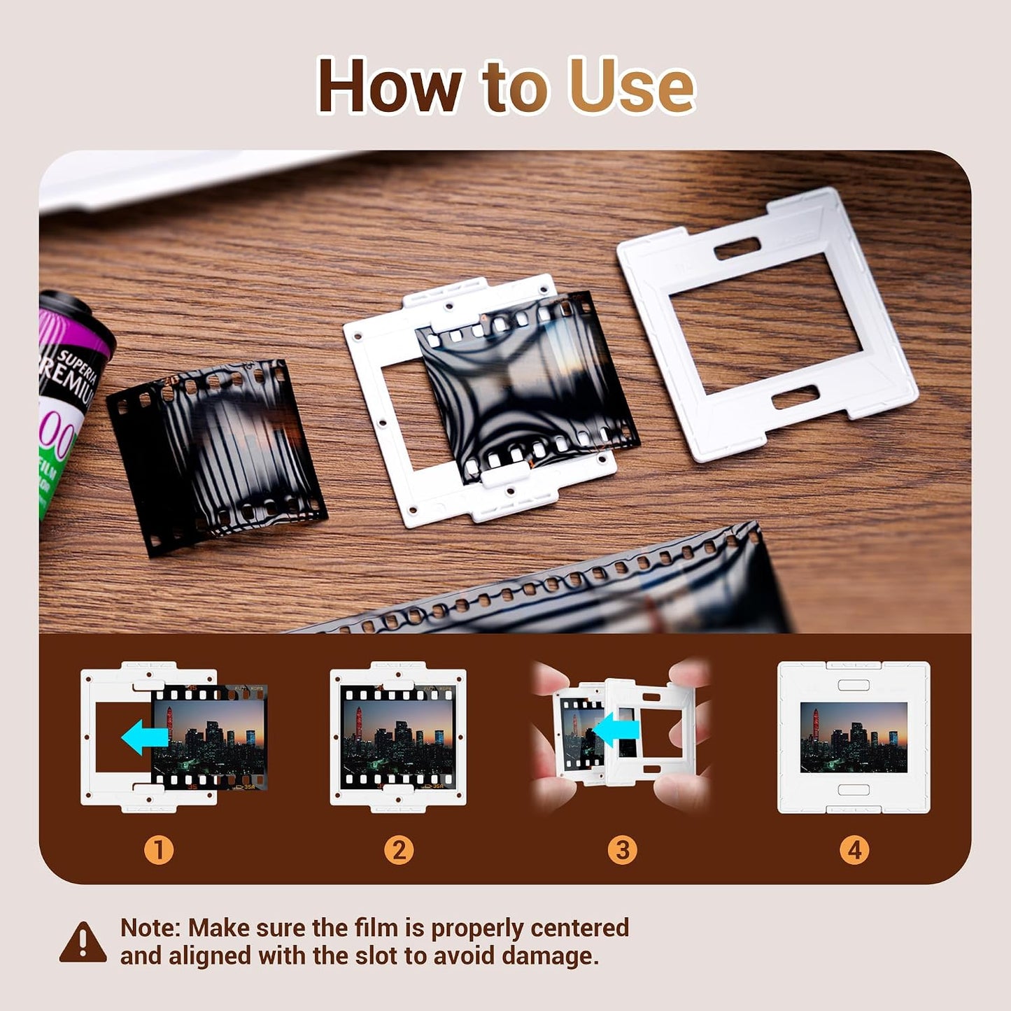 JJC 50 35mm 50 Pairs Slide Film Mounts to Holder Sheets of Film, with Snap-in Design & Precisely Position, Premium