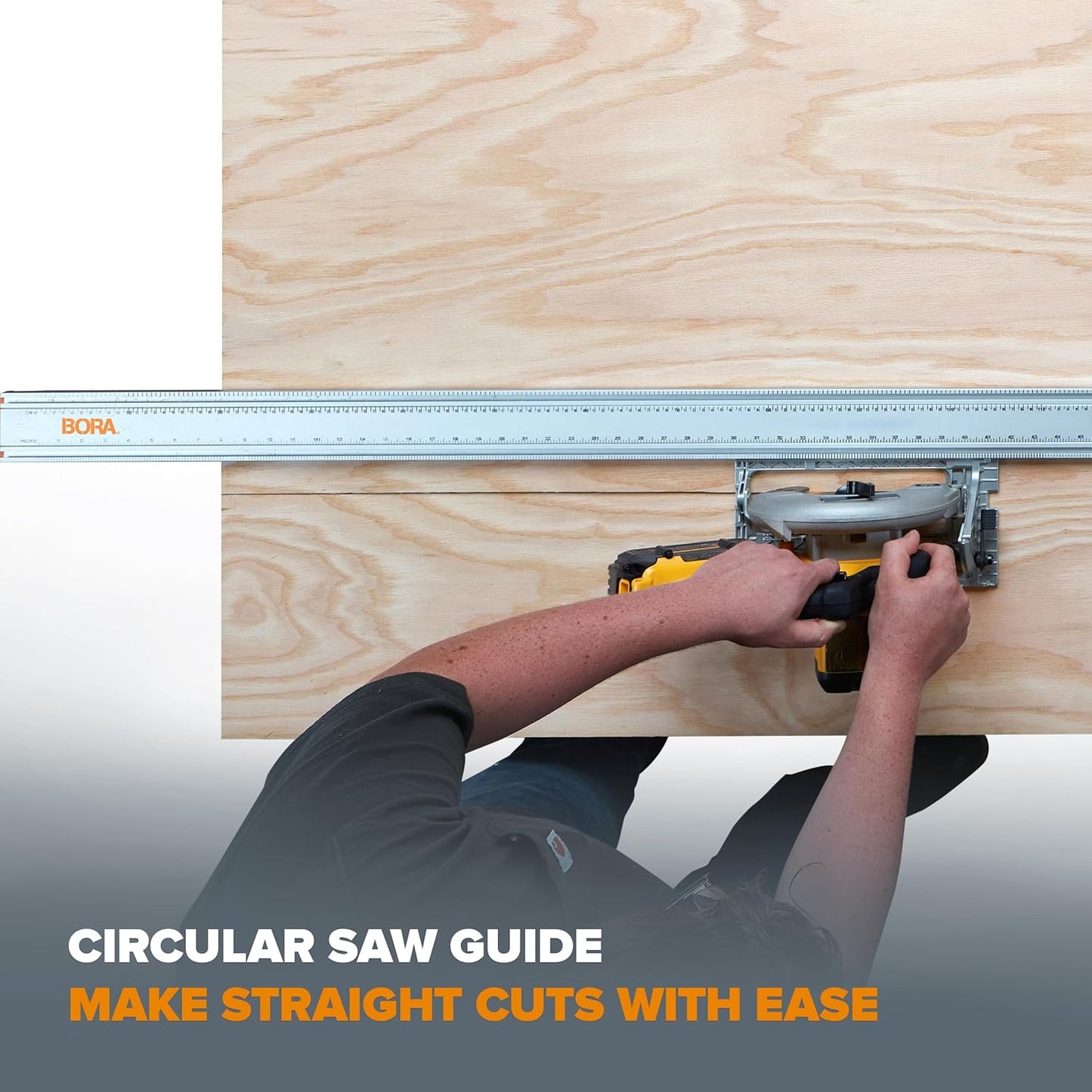 BORA NGX Clamp Edge Saw Guide - 100 Inch Aluminum Circular Saw Track for Precision Straight Cuts
