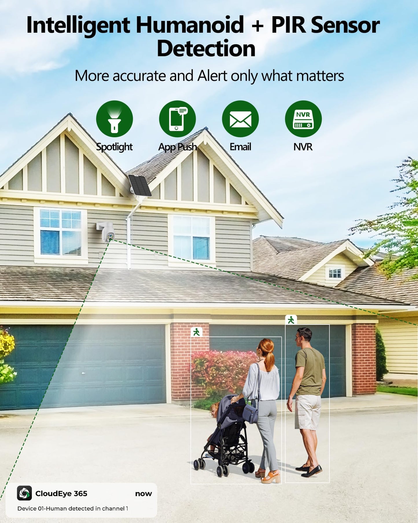 CAMCAMP Solar Security Cameras Wireless Outdoor, 4MP 2K Battery Powered WiFi System with 10CH NVR & 500GB HDD, 355° Pan Tilt PTZ, PIR Motion Detection, Color Night Vision, 2-Way Audio, No Monthly Fee