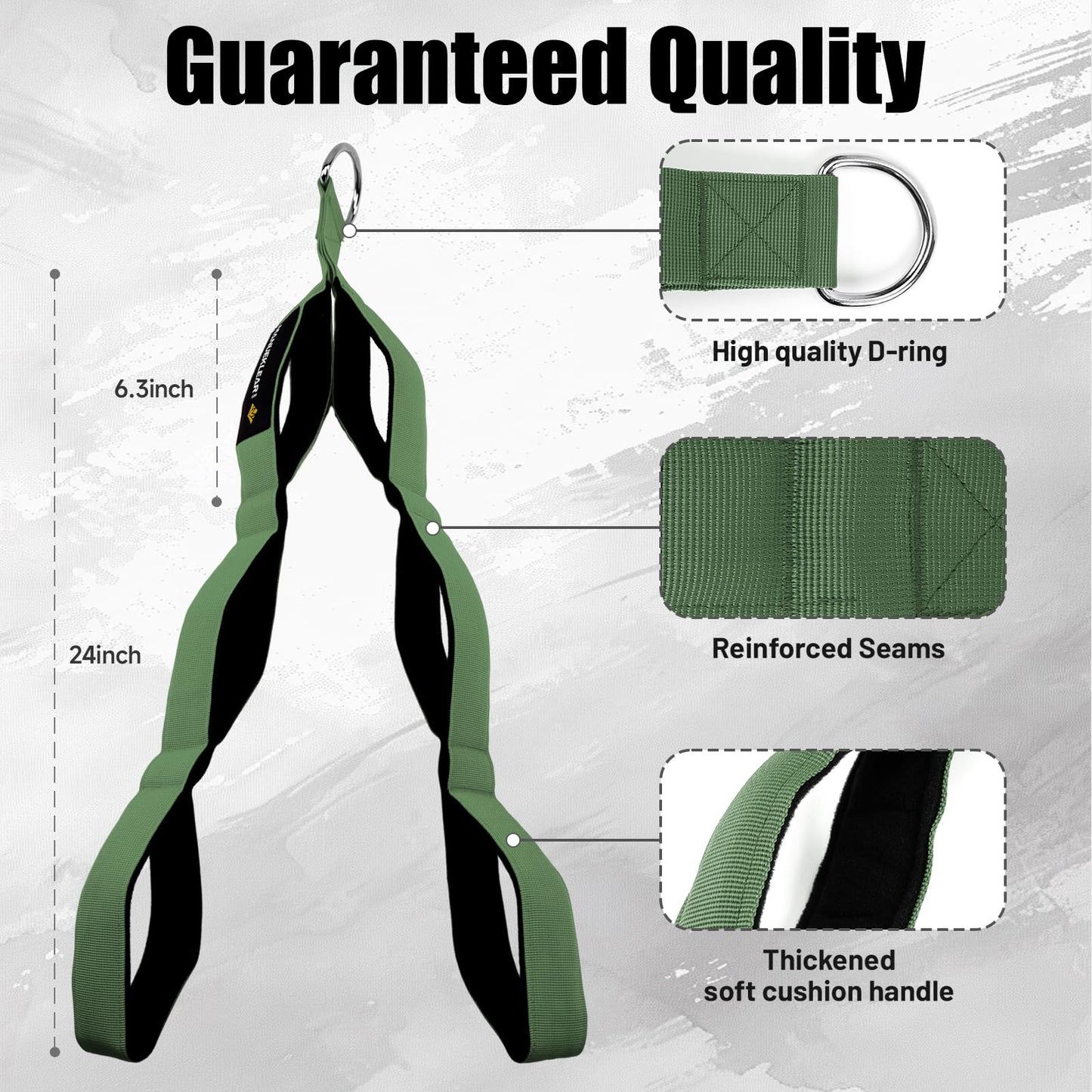 MANUEKLEAR 3 Grip Lengths in 1 Tricep Rope Cable Attachment with Ergonomic Handles, Greater ROM for Tricep Push Down Attachment Professional Gym Rope for Overhead Extension