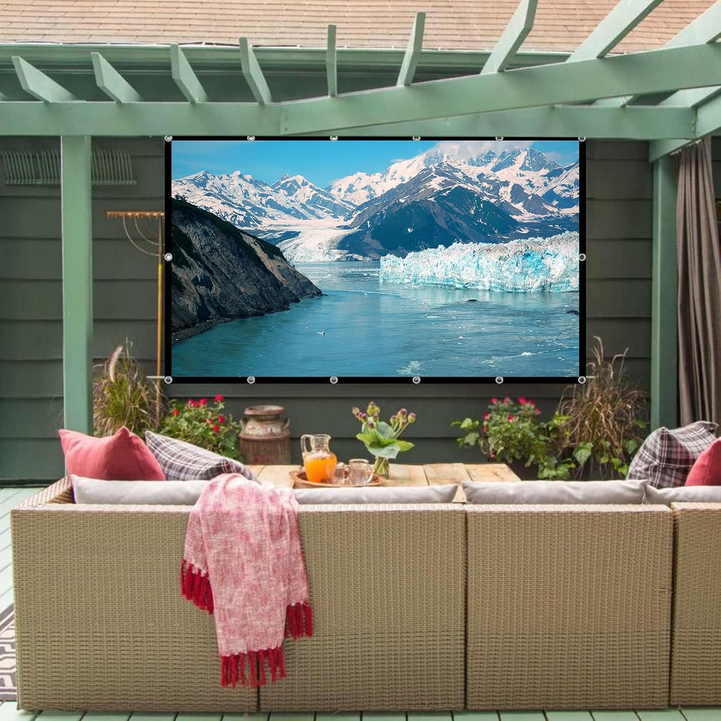TOWOND 150 inch 16:9 Projector Screen Projection Screen Indoor Outdoor Washable Anti-Crease HD Rear Front Movies Screen