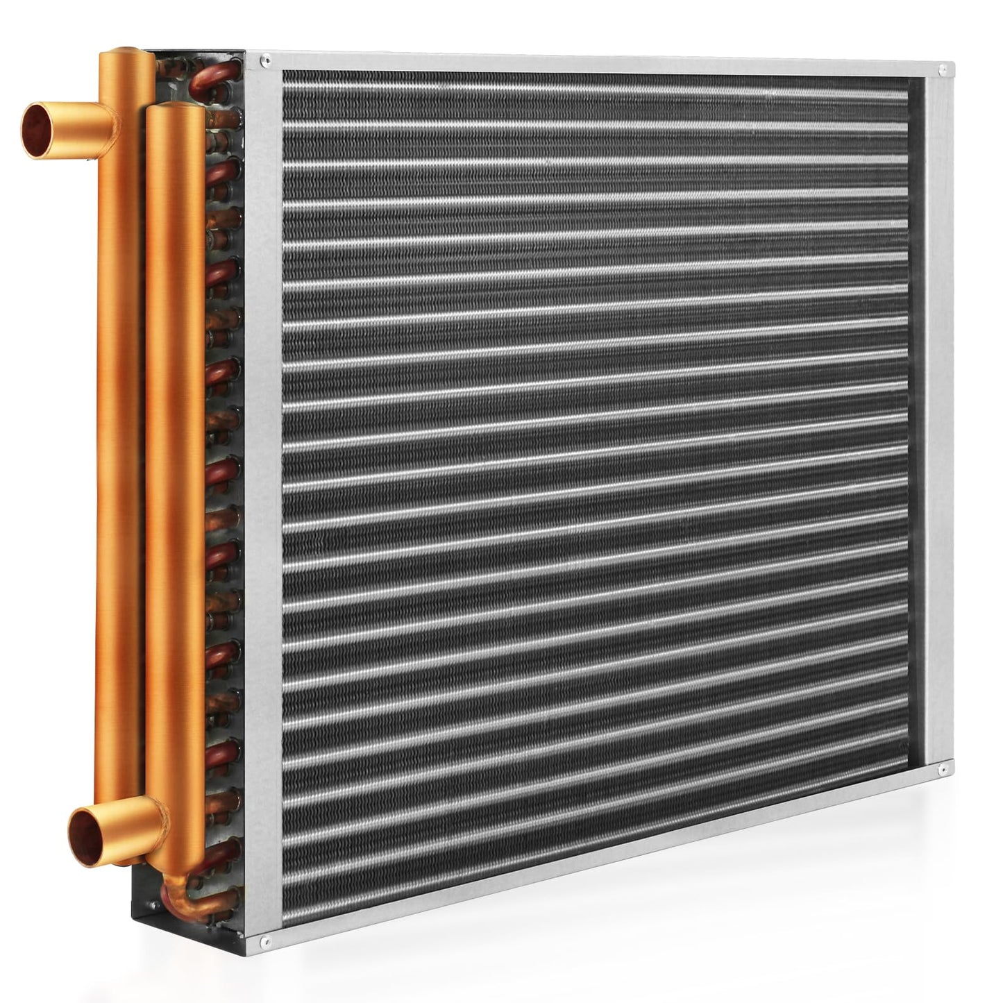 AB Water to Air Heat Exchanger 14x14 with Copper Ports 1" for Outdoor Wood Furnaces, Residential Heating and Cooling, and Forced Air Heating