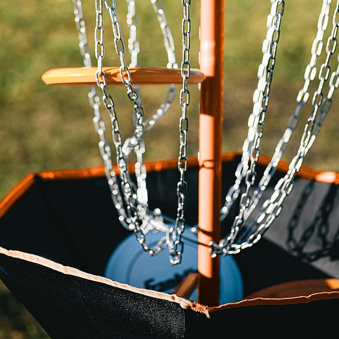 Franklin Sports Disc Golf Baskets - Portable Disc Golf Target with Chains Included - Disc Golf Basket Stand Equipment for Hole + Course Creation