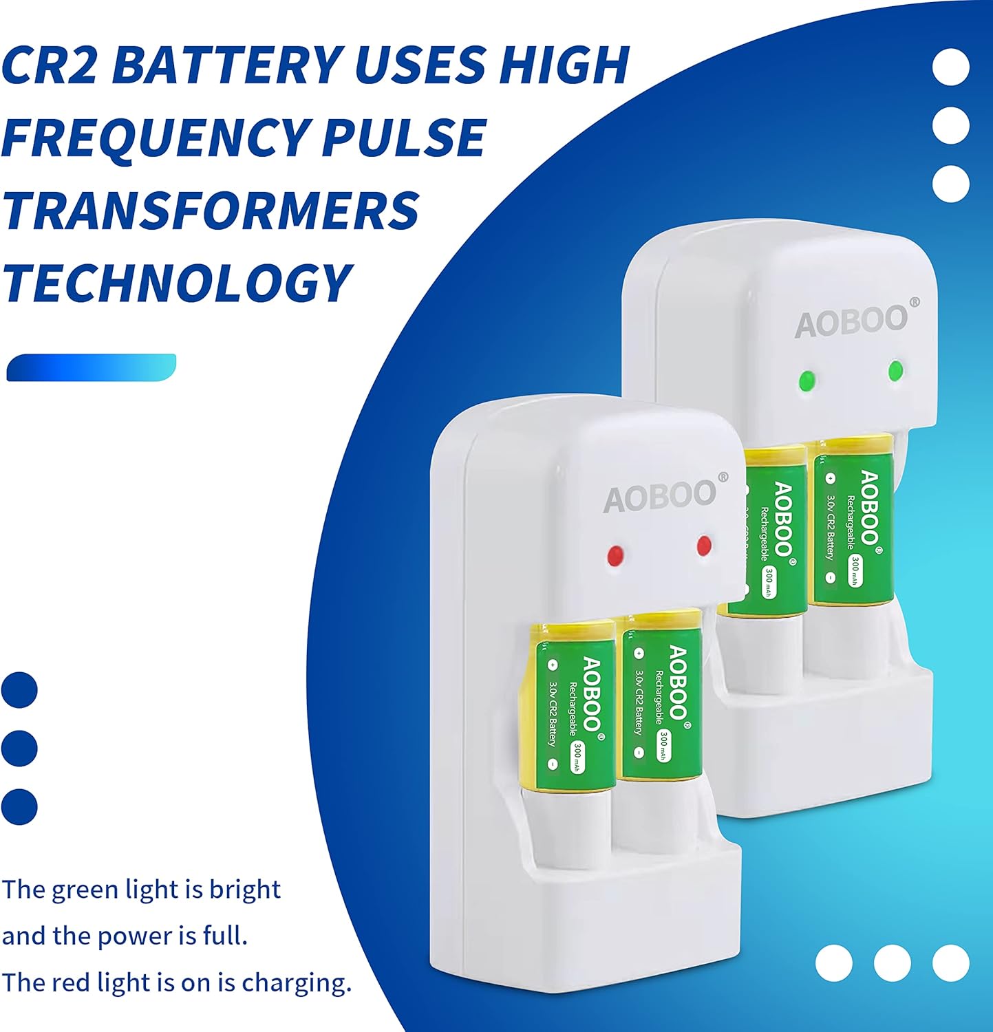 AOBOO 2pcs CR15H270 3V CR2 300Mah Rechargeable Battery with USB Charger,for Photo camera Disc Brake