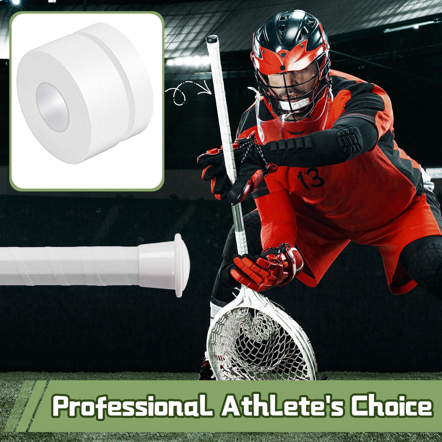 Gemscream 6 Pcs 30 ft Lacrosse Stick Tape 1 Inch 1/2 Inch Non-precut Cotton Sweat Absorbent Bat Grip Tape for Lacrosse Baseball Bats (White)