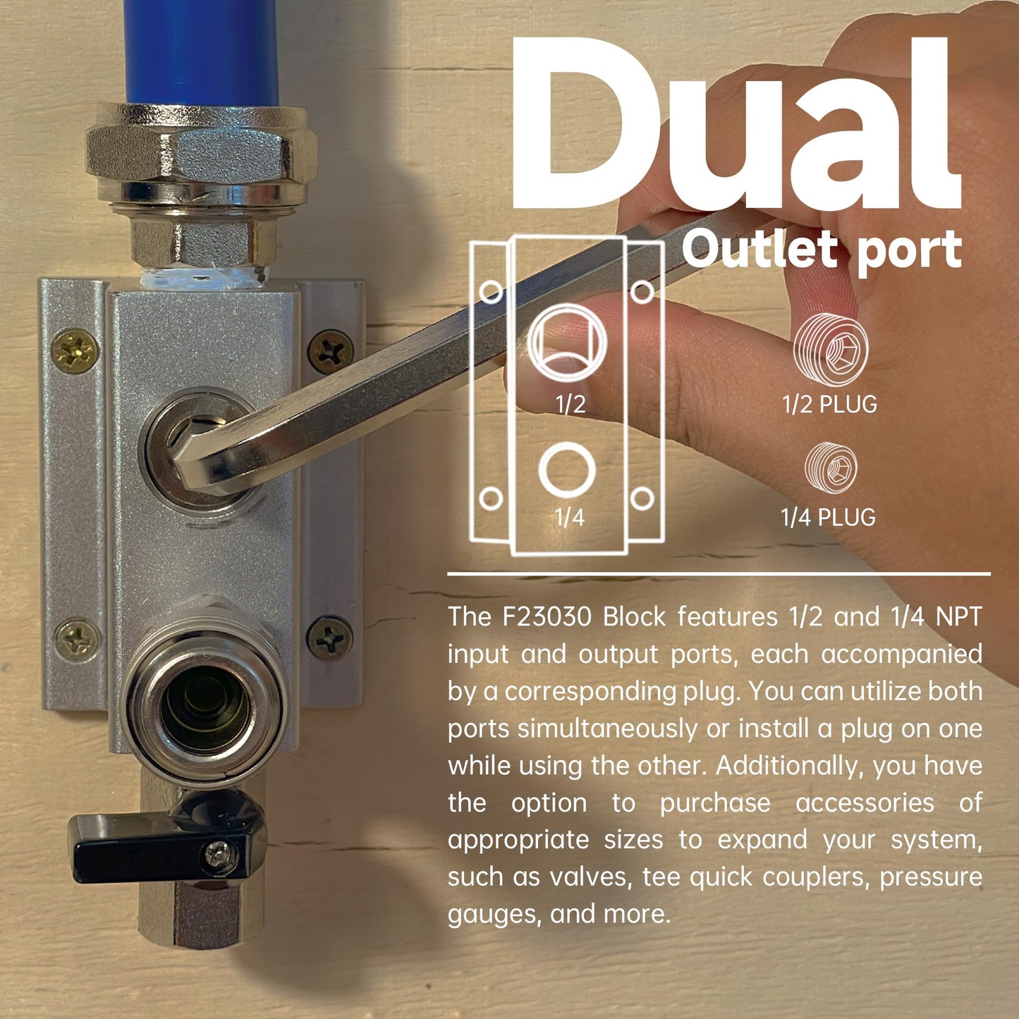 FIDEURSUS Compressed Air Piping System with 3/4 Inch ID x 200 feet HDPE Tubing & Aluminum Outlet Blocks for Garage Connect Air Compressor Line Kit Accessories for Shop | 200 PSI | 53PCS |9120