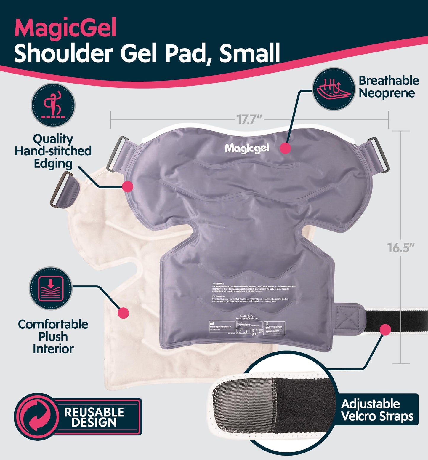 Magic Gel Shoulder Ice Pack Wrap - Reusable and Adjustable Arm Sling for Cold Shoulders Compression Men Women Pitchers Rotator Cuff - Easy to Freeze