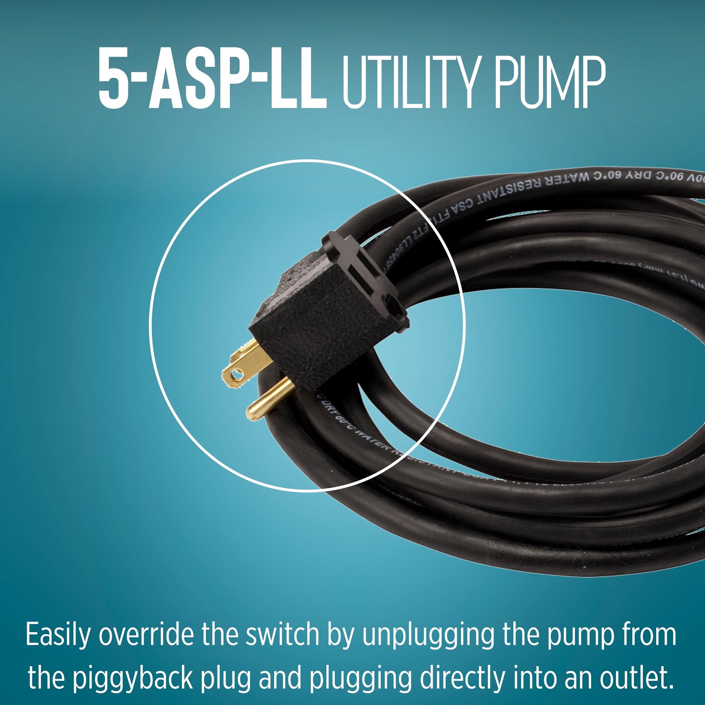 Little Giant 5-ASP-LL 115-Volt, 1/6 HP, 1500 GPH Automatic Aluminum Utility Pump with Low-Level Piggy-back Diaphragm Switch, 18-Ft. Cord, Blue, 505717