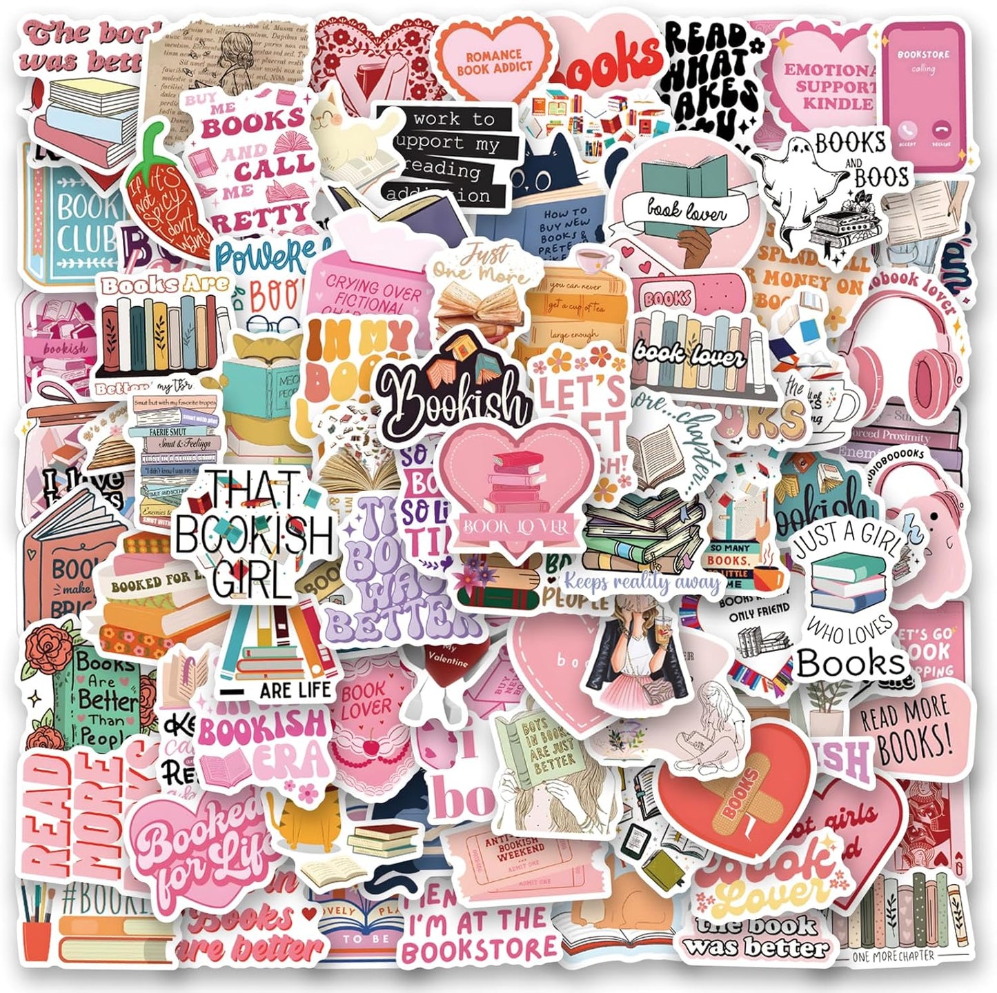 WQOWEHI 120PCS Pack Kindle Book Stickers for IPAD, e-Book Reader, Laptop, Cute Booktok Vinyl Stickers, Bookish Lover
