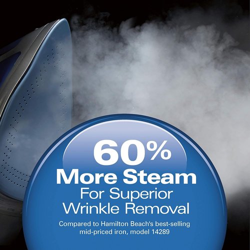 Hamilton Beach Steam Iron - Vertical Steamer with Scratch-Resistant Soleplate, 1500 Watts, Blue