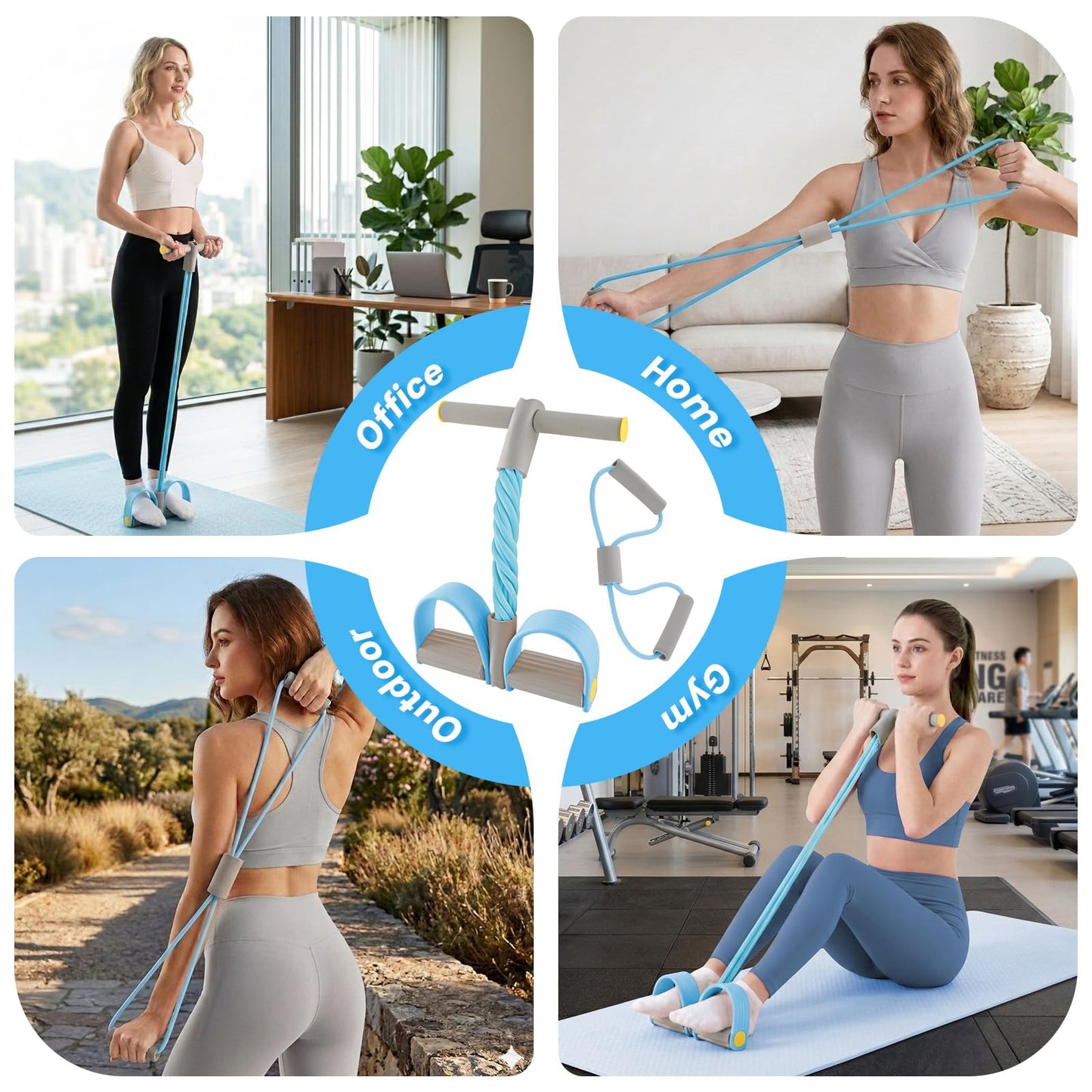 Asnomy Band Set – 8-Tubes Pedal Resistance Band with Handle, Ankle Resistance Band with Figure 8 Resistance Band for Strength Exercises, Training for Stretching The Abdomen,Waist,Arms and Legs
