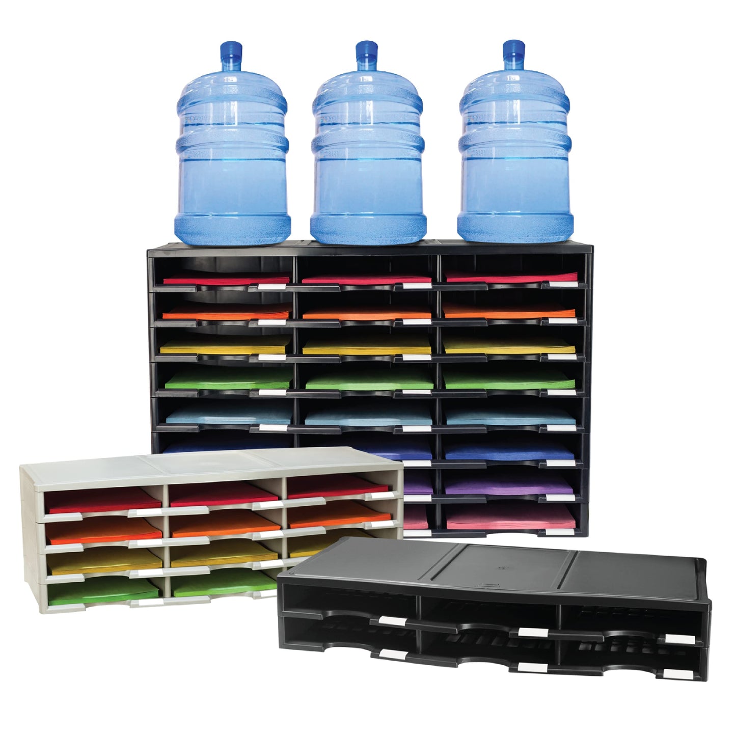 Storex Modular 30-Compartment Literature Organizer, Black