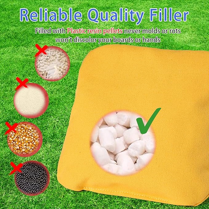 EunHo Dual Sided Cornhole Bags Regulation Set of 8 Professional Cornhole Bean Bags Slick and Stick for Tossing Game-All Weather