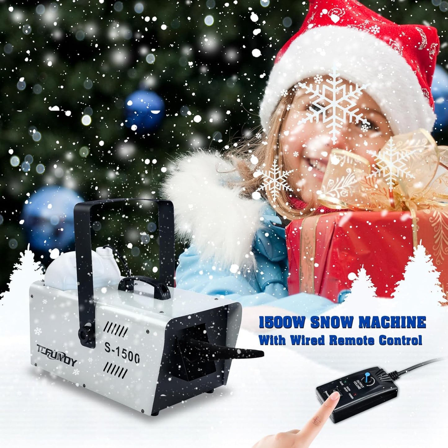 TCFUNDY Snow Machine - 1500W Snowflake Maker for Christmas & Wedding Parties | Wired Remote Control
