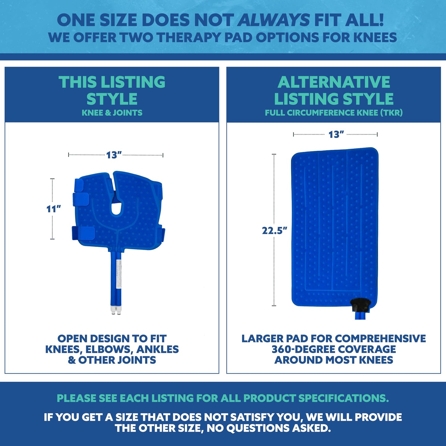 Polar Active Ice® 3 in 1 Knee, Ankle, & Elbow Therapy pad 12.5” x 10.5” with Attached Belts. Use only with The Polar Active Ice #AIS Therapy System.