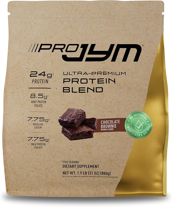 JYM Supplement Science Pro JYM Natural Chocolate Brownie Protein Powder Blend - Whey Protein Isolate, Casein, & Milk Protein Isolate, for Men & Women Recovery Shakes, 22 Servings