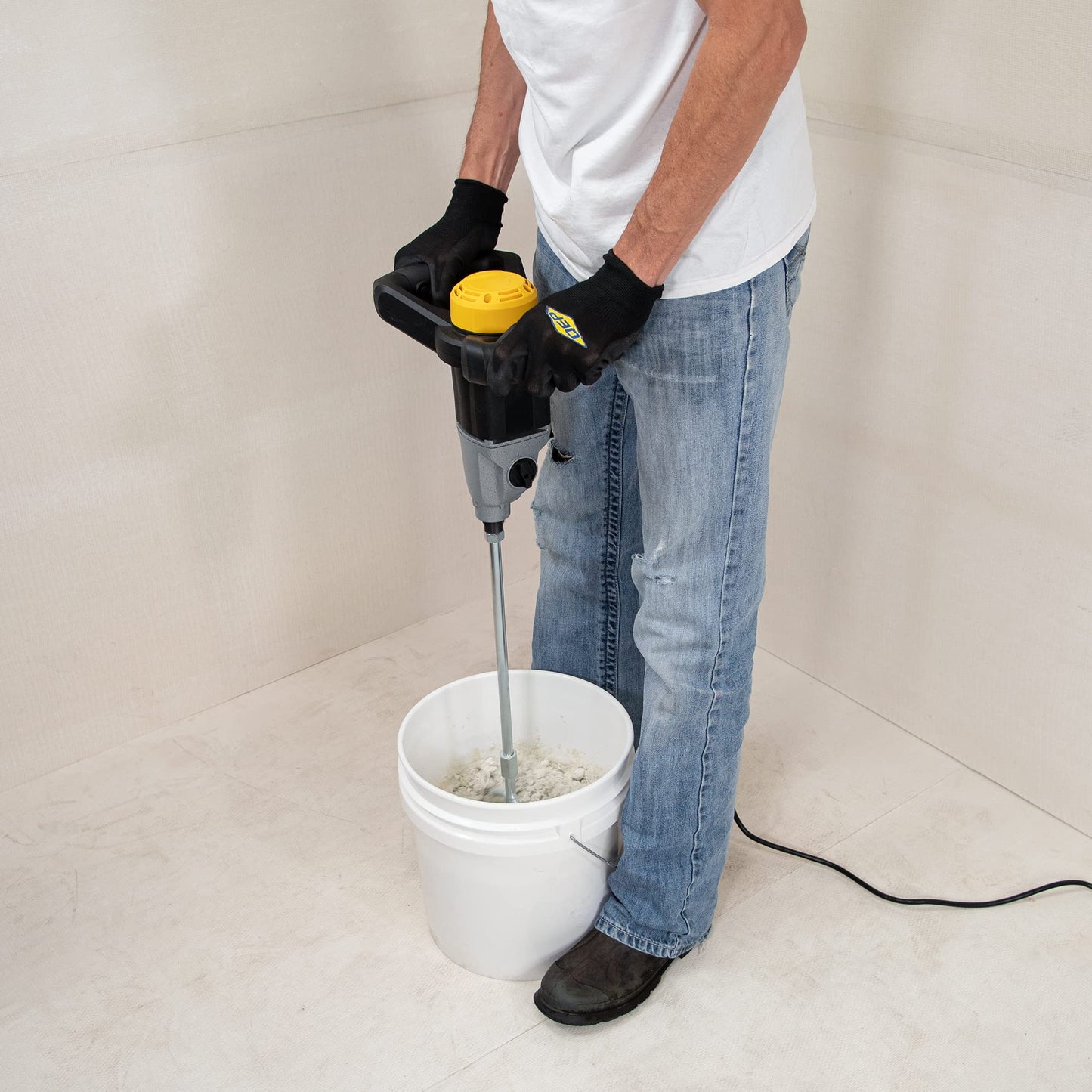 QEP 21700 120-Volt 2 Speed Power Mixer with Mixing Paddle for Thinset Grout and Mortar, Silver