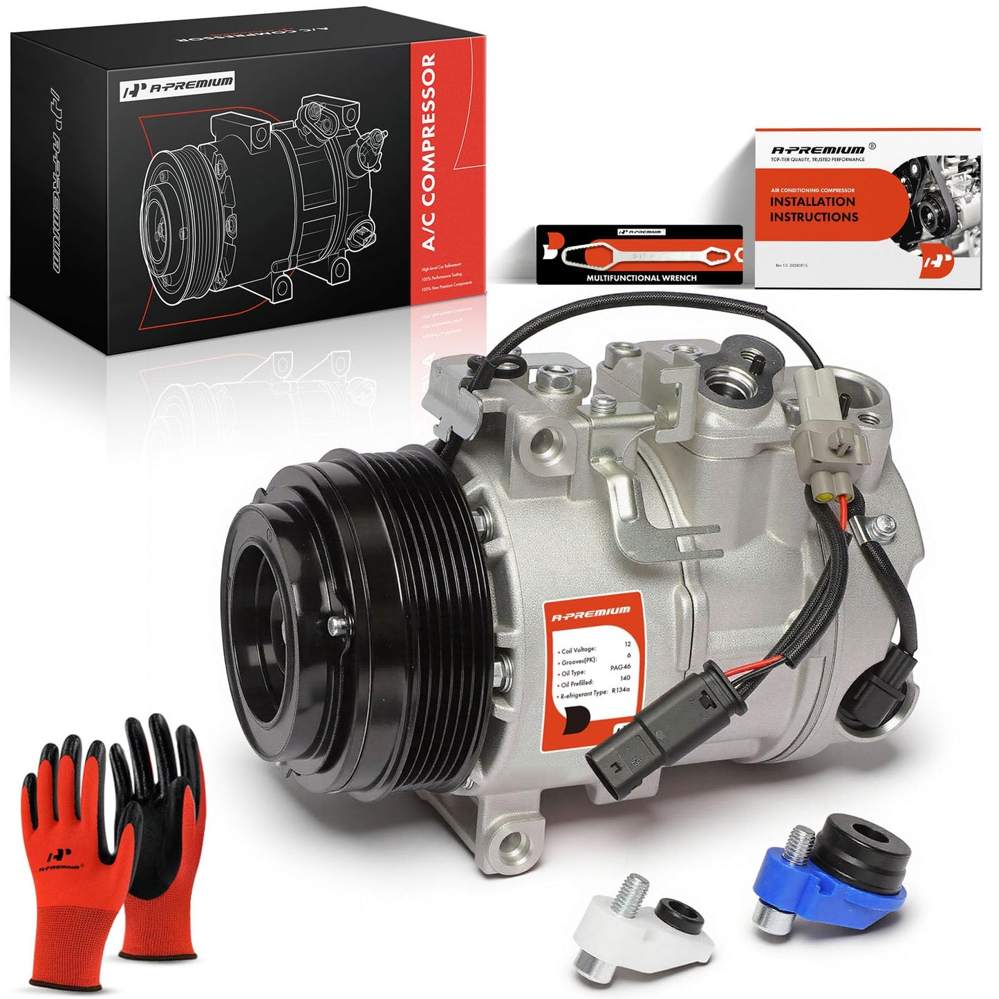 A-Premium Air Conditioner AC Compressor with Clutch Compatible with Mercedes-Benz E350 2013-2014, ML350 2013-2014, GLK350 2013, V6 3.5L