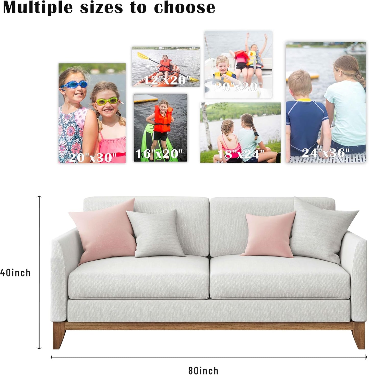 ZXDZSM Personalized Canvas Poster - Custom Photo Wall Art Print, Unframed, 20” x 40”