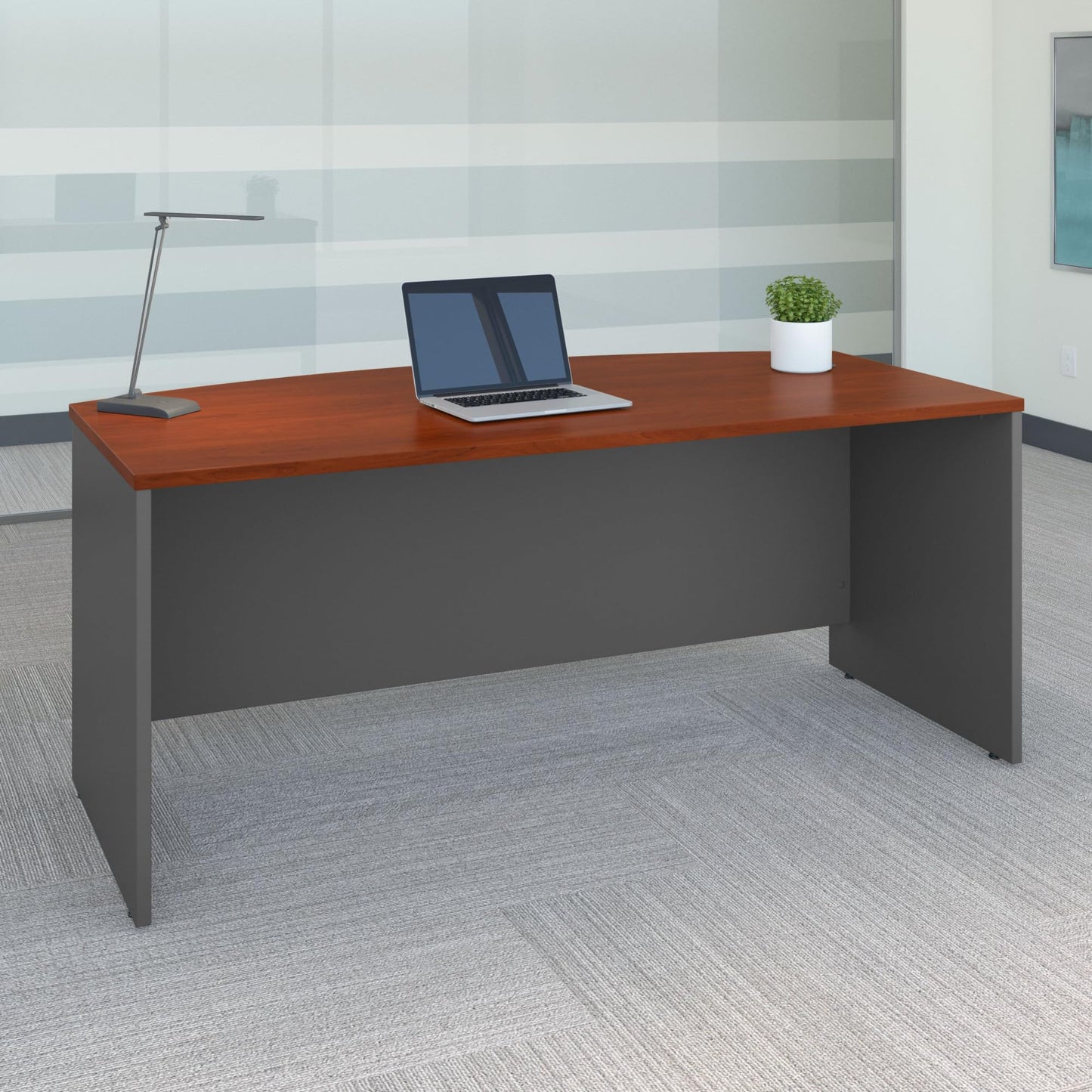 Bush Business Furniture Series C 72W Bow Front Office Desk in Hansen Cherry, Large Computer Table for Home and Professional Workplace
