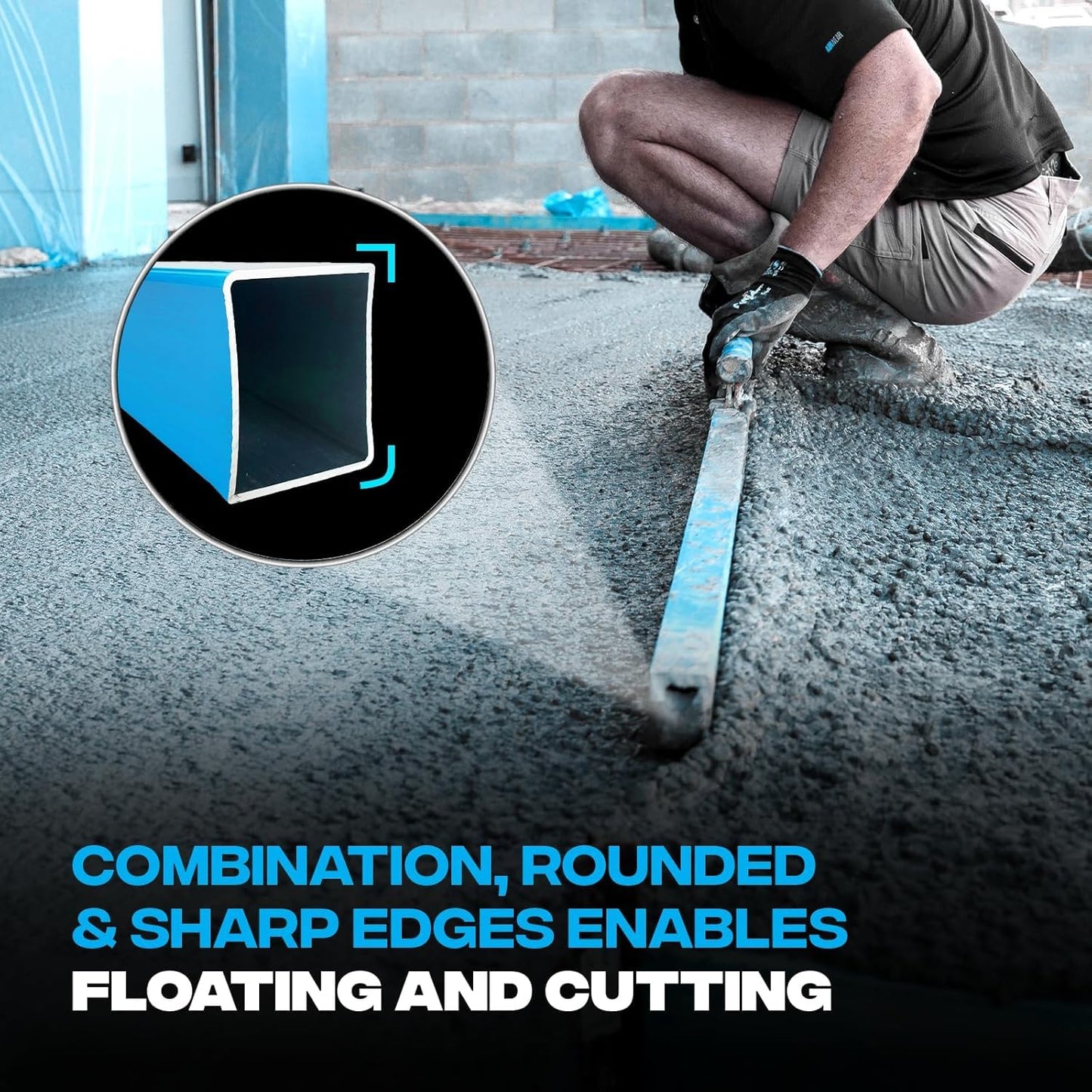 OX Tools Concrete Screed, Pro Series 72 Inch Screed with Level Vial, 6 Ft Concrete Darby, Aluminum Lightweight & Reversable Handle for Cutting and Smoothing Concrete, Powder Coated for Easy Cleanup