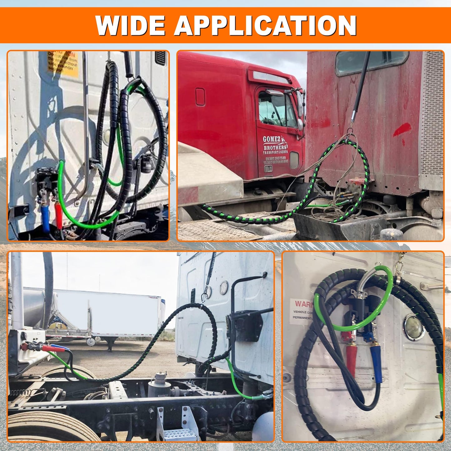 15FT Air Line Hose Kits, 3 in 1 Air Line for Truck Tractor Trailer, Semi AirLine Assembly with Gladhand, Gladhand Holder, Extension Handles, 16IN Tender Spring Kit, 7 Way Trailer Connect Socket
