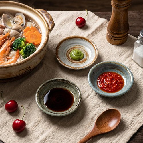 Clothmile Vintage Ceramic Sauce Dishes - 3 Inch Handmade Kiln Glazed Asian Bowls for Sushi & Snacks