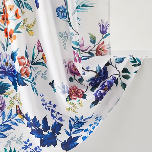 Lush Decor Fantasia Shower Curtain Single 72" W x 72" L Teal & Blue - Floral Shower Curtains - Tropical Bath Curtain - Bird Print - Modern Decor